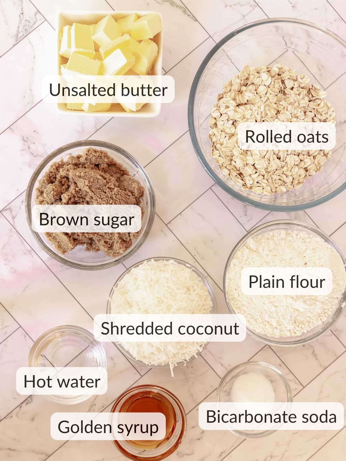 ingredients needed to make an Anzac slice