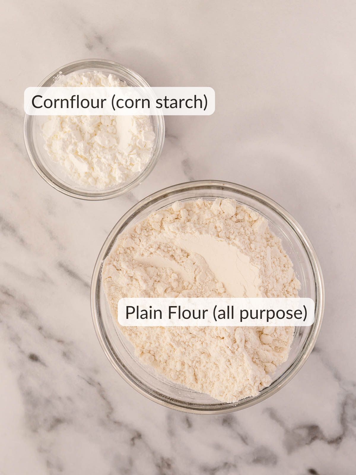Just 2 ingredients are needed to make cake flour.