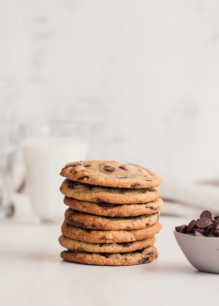 tower of chocolate chip cookies