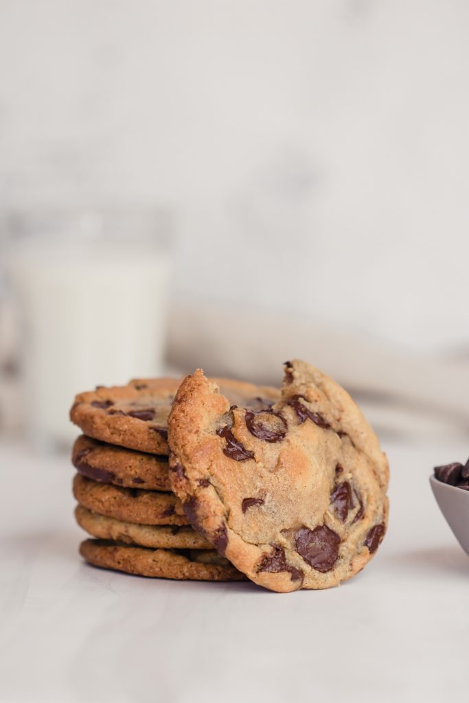 tower of cookies with a bite in one