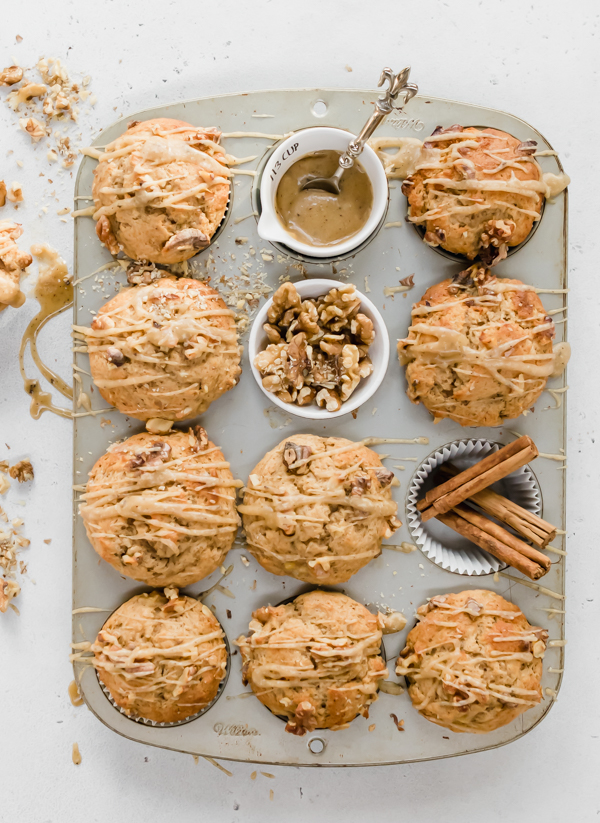 Banana Nut Muffins with Brown Butter Glaze