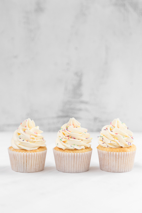 Vanilla Cupcakes with Fluffy Heritage Frosting