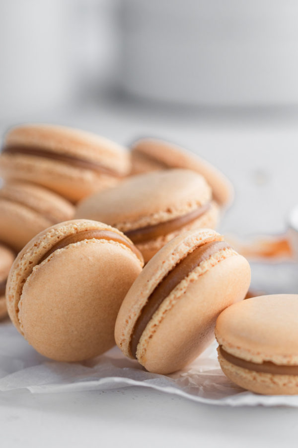 Salted Caramel Macarons -A Guide To Perfecting French Macarons - Apple Cake  Annie
