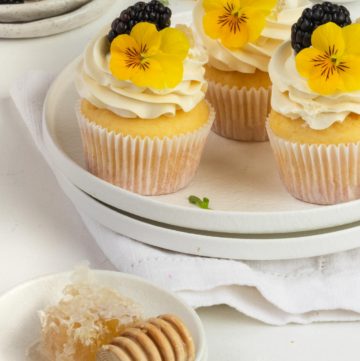 plate of lemon ricotta cupcakes