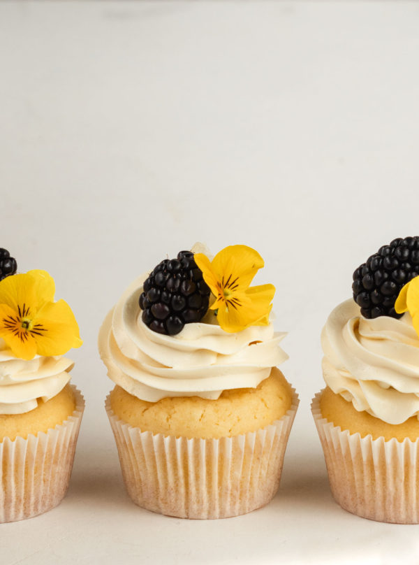 Lemon Ricotta Cupcakes with Honey Meringue Frosting