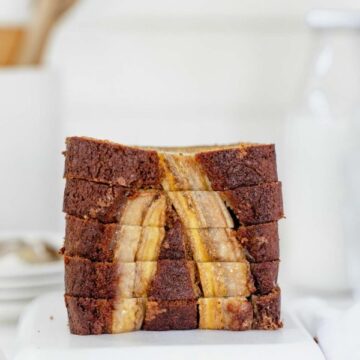 Stacked banana bread slices