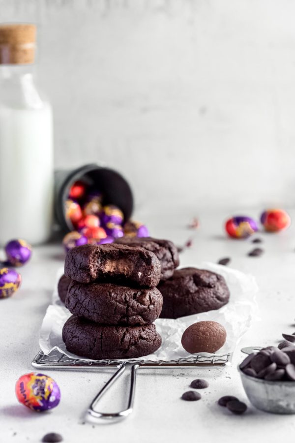 stack of chocolate easter cookies