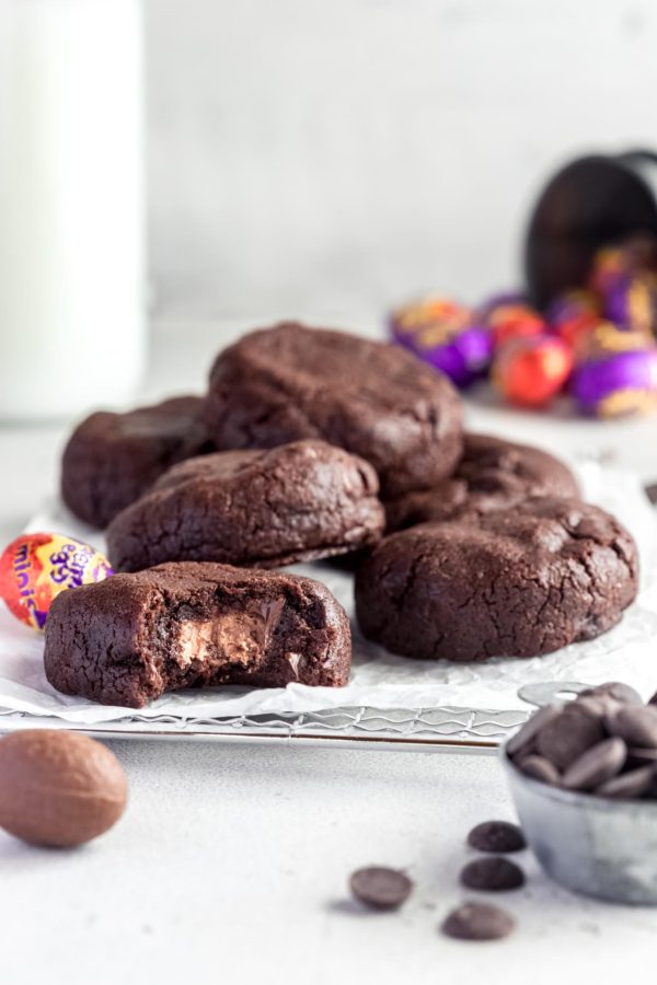 fudgy chocolate cookies filled with easter egg