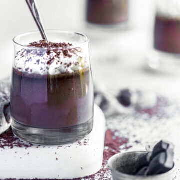 pots de crème with chocolate shavings