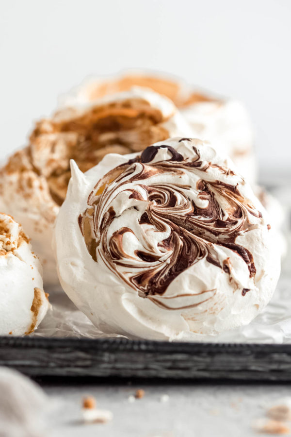 chocolate swirled meringue