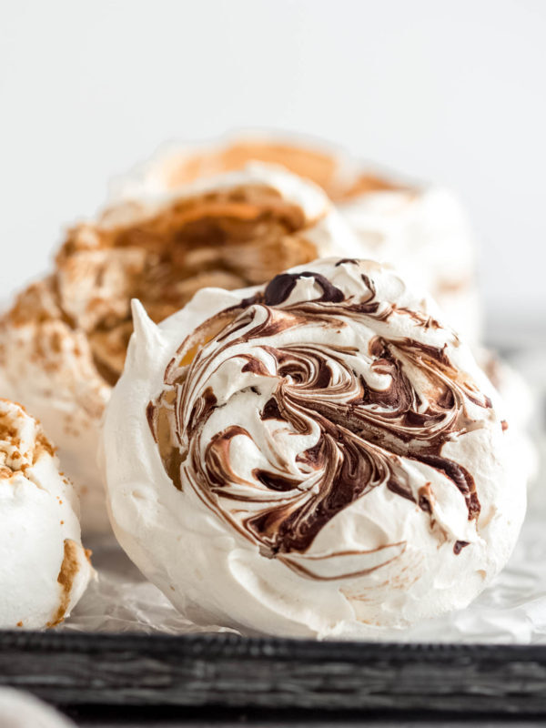 chocolate swirled meringue