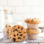 chocolate chip muffins with milk