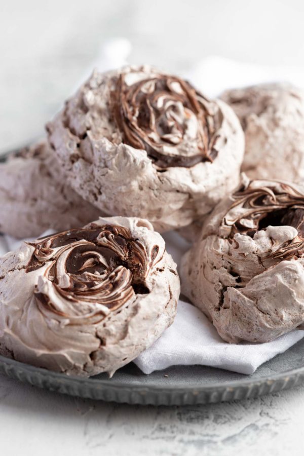 tray of chocolate meringues