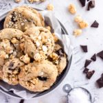 overhead shot of cookies on a round plate