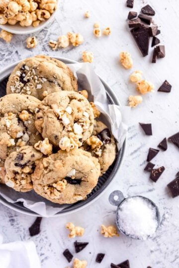 overhead shot of cookies on a round plate