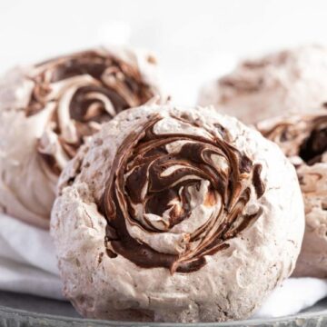close up of chocolate meringues