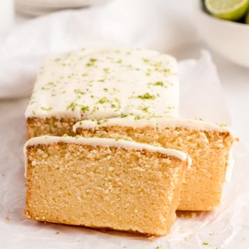 slices of lime loaf cake