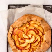 Nectarine galette on a baking tray