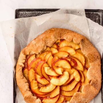 Nectarine galette on a baking tray