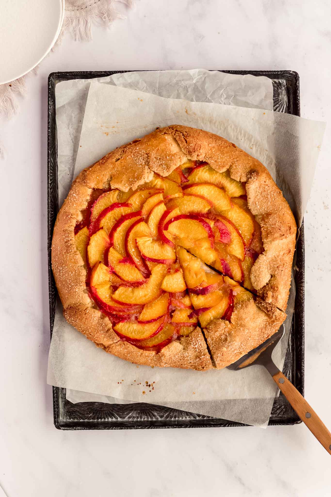 nectarine galette that has been sliced