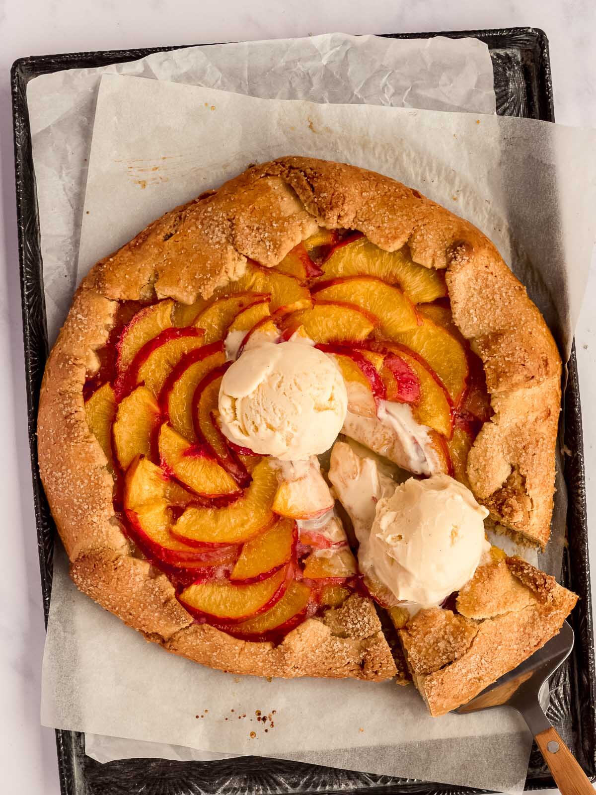 nectarine galette served with ice cream