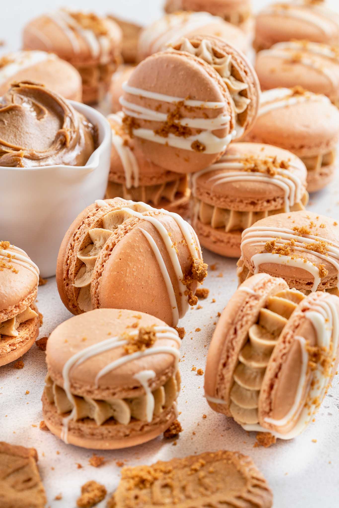 French macarons filled with biscoff buttercream