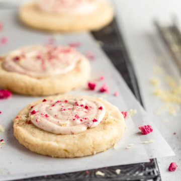 3 shortbread cookies on a tray