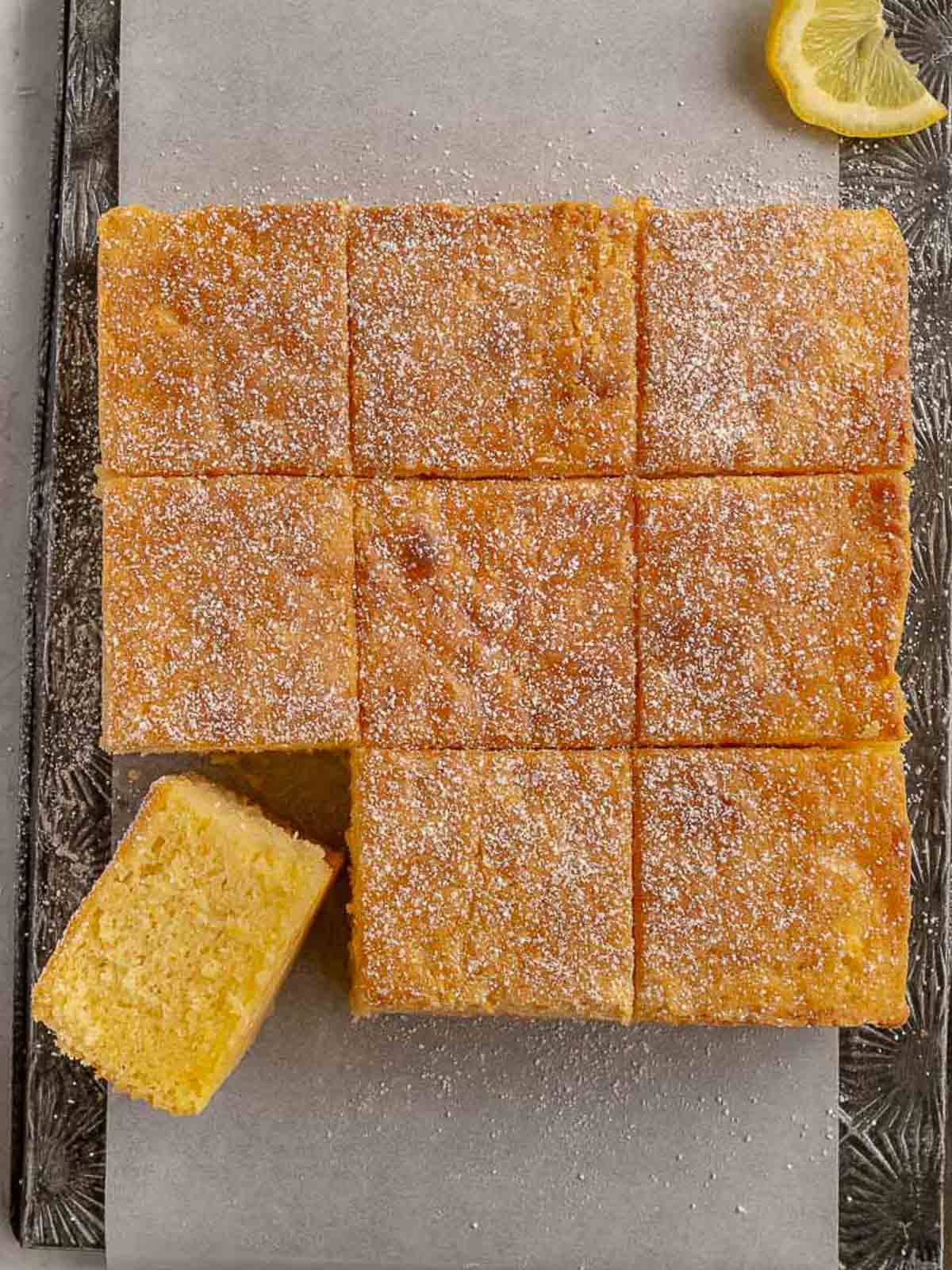 An easy lemon sour cream cake made with fresh lemon juice and zest.