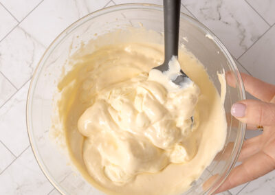 mix the mascarpone into the yolk and sugar