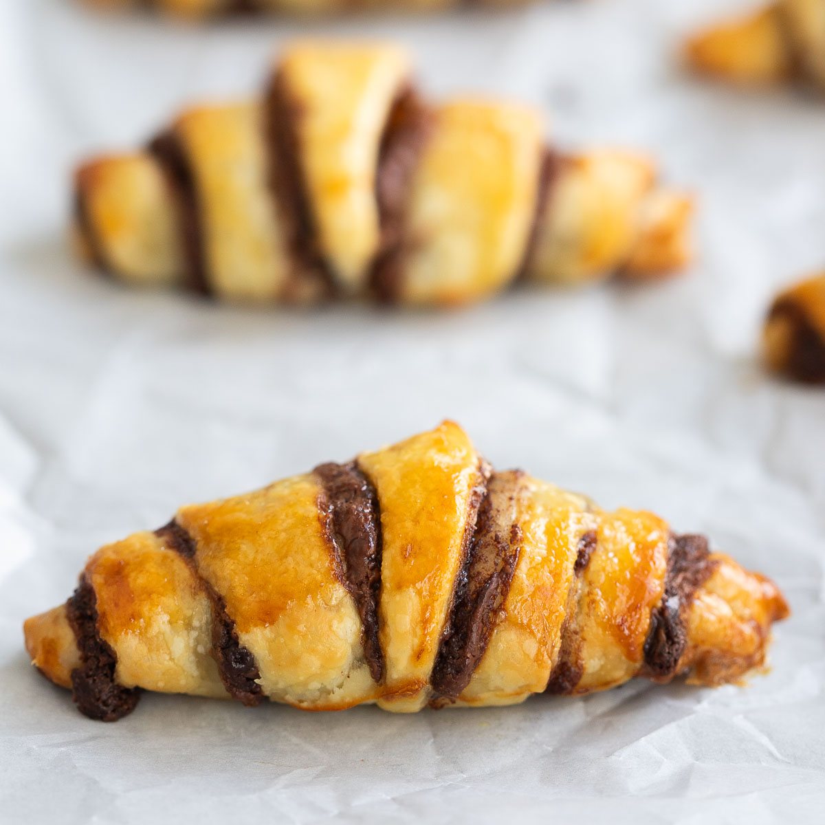 close up of chocolate croissant