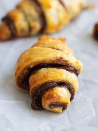 close up of cheat's chocolate croissant