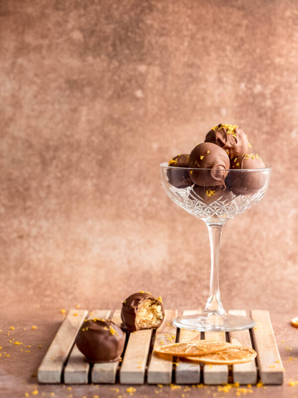 chocolate truffles in a glass