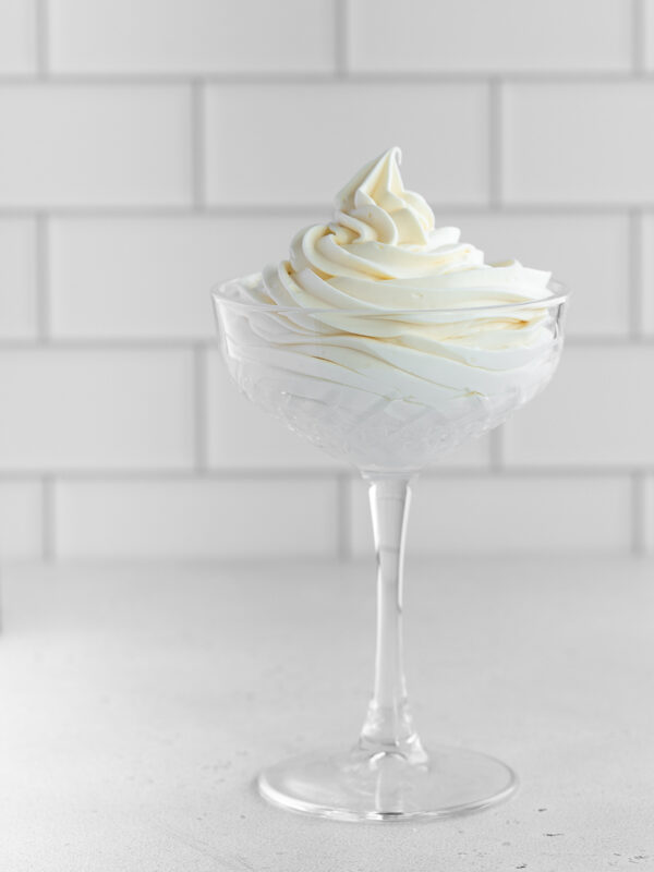 whipped Chantilly cream in a cocktail glass