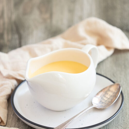 vanilla custard in a sauce jug