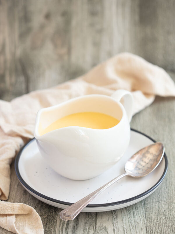 vanilla custard in a sauce jug