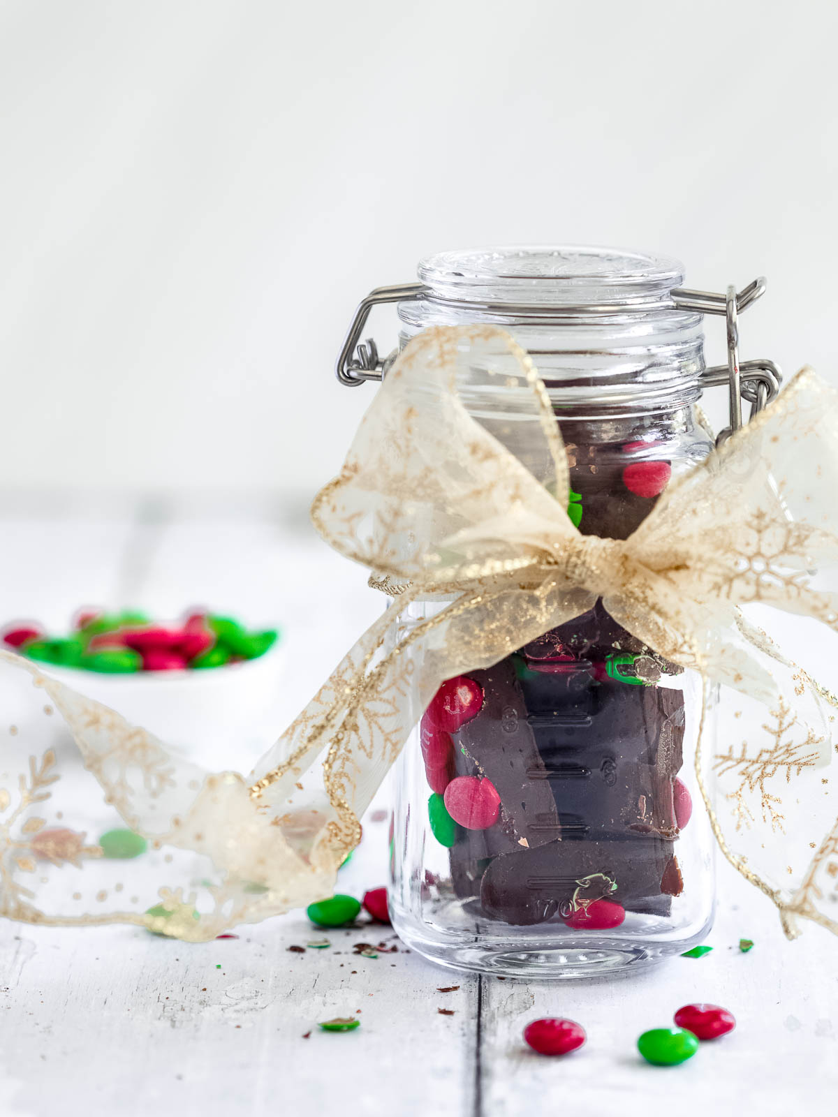 Christmas fudge in a glass jar