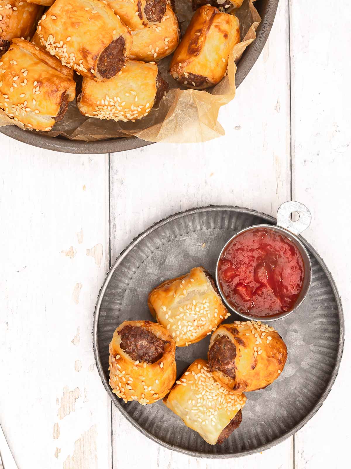 easy 4 ingredient sausage rolls on a plate