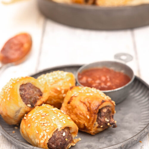 easy 4 ingredient sausage rolls on a plate