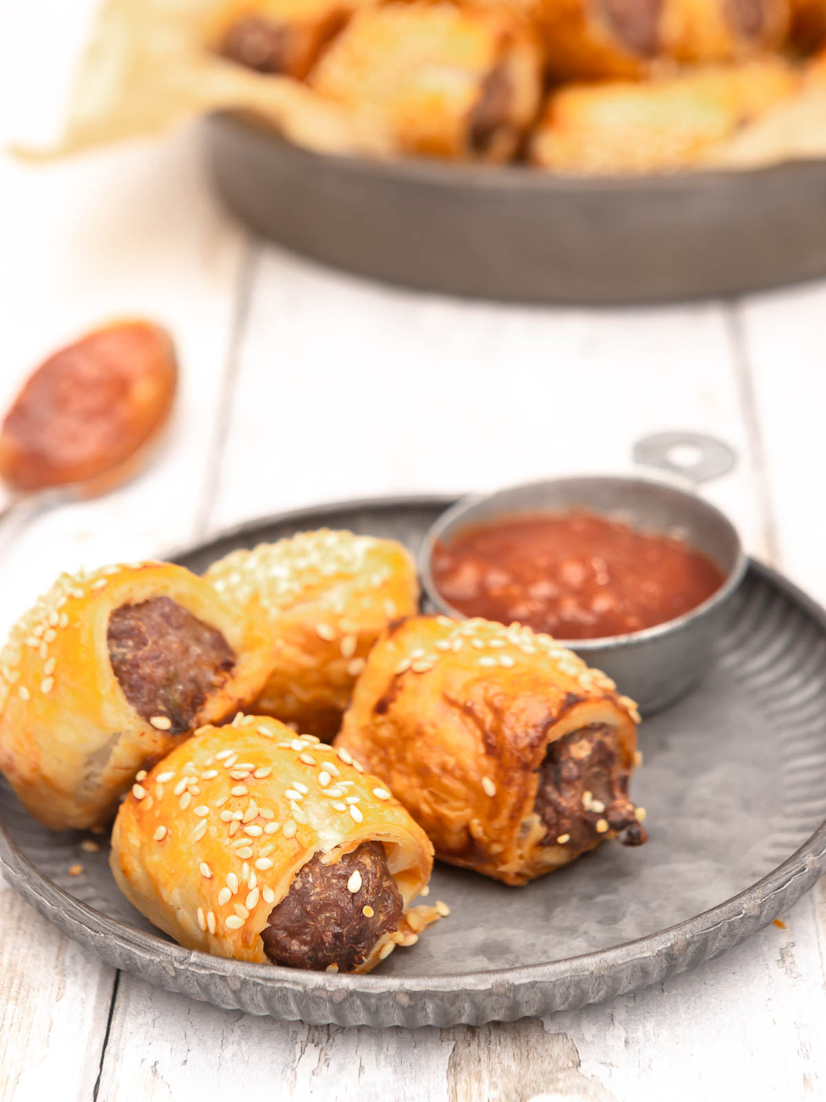 easy 4 ingredient sausage rolls on a plate