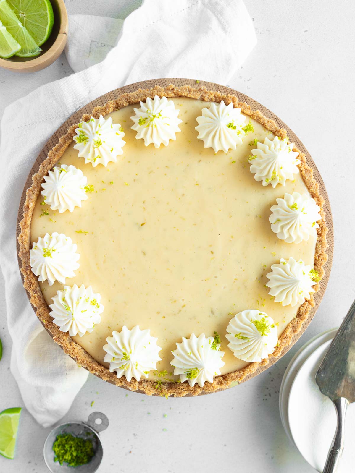 Letting the gluten-free Key Lime Pie cool before adding whipped cream.