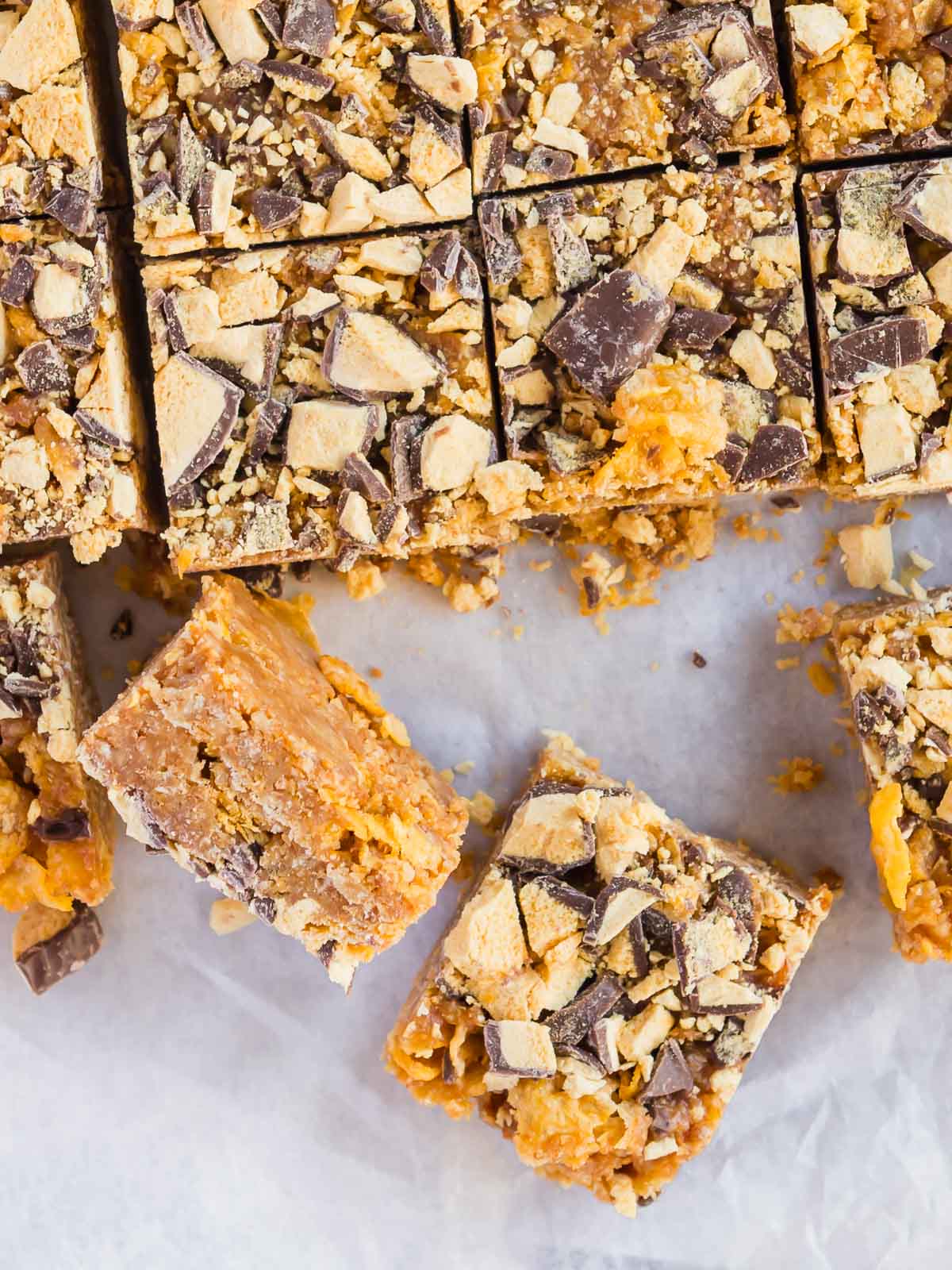 Honey joy slice, cut into squares.