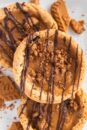Biscoff filled cookies, made with no chill chocolate chip cookies recipe.