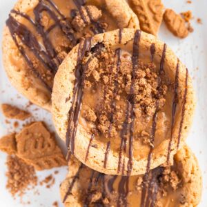 Biscoff stuffed cookies, using no chill chocolate chip cookie recipe.