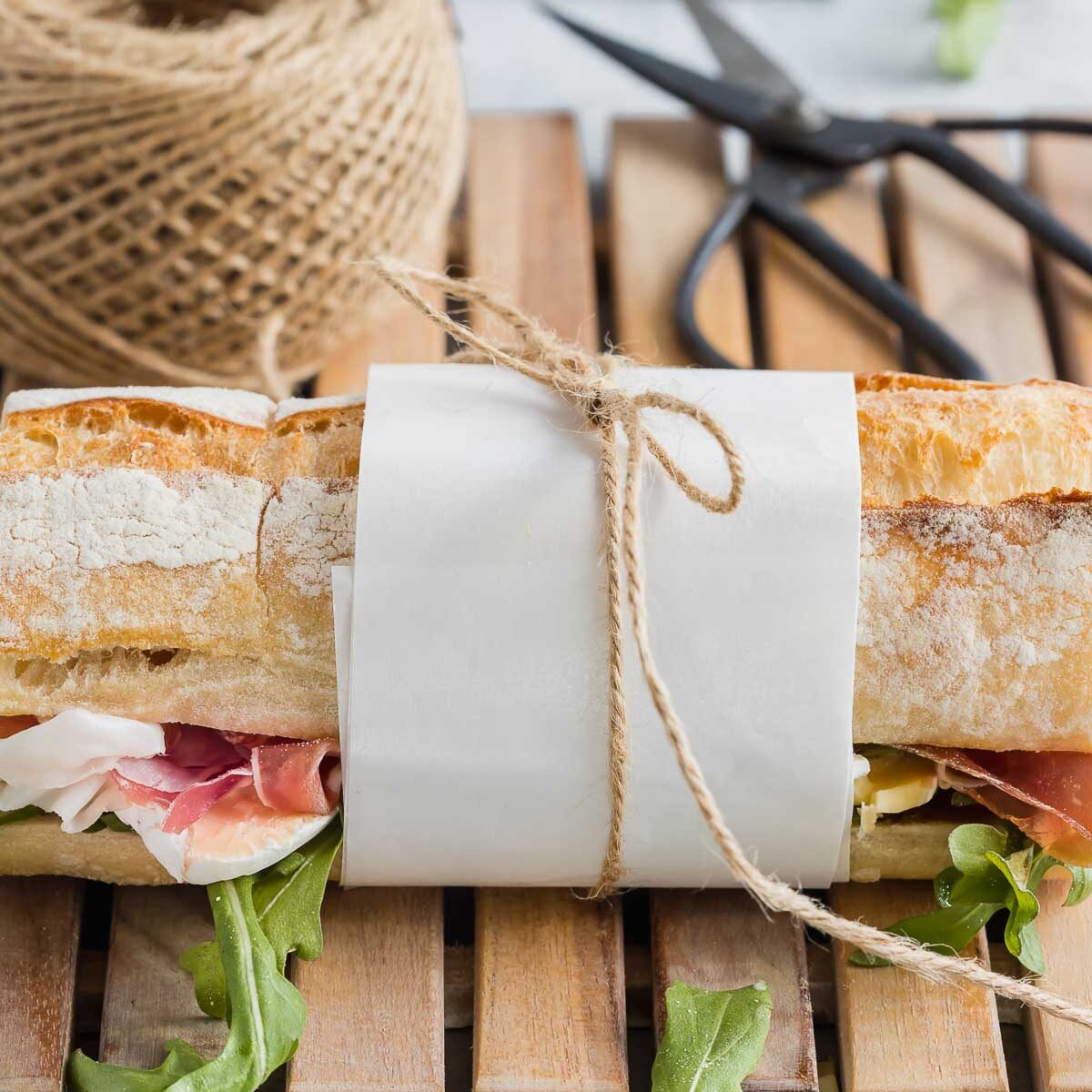 A crusty baguette sandwich.
