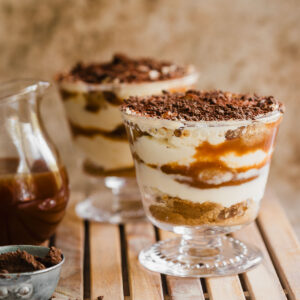 Salted caramel tiramisu dessert bowls.