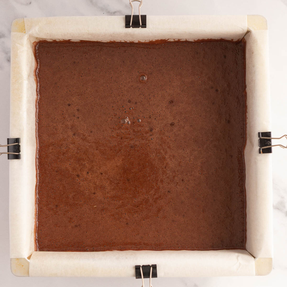 Cake batter ready to be baked.