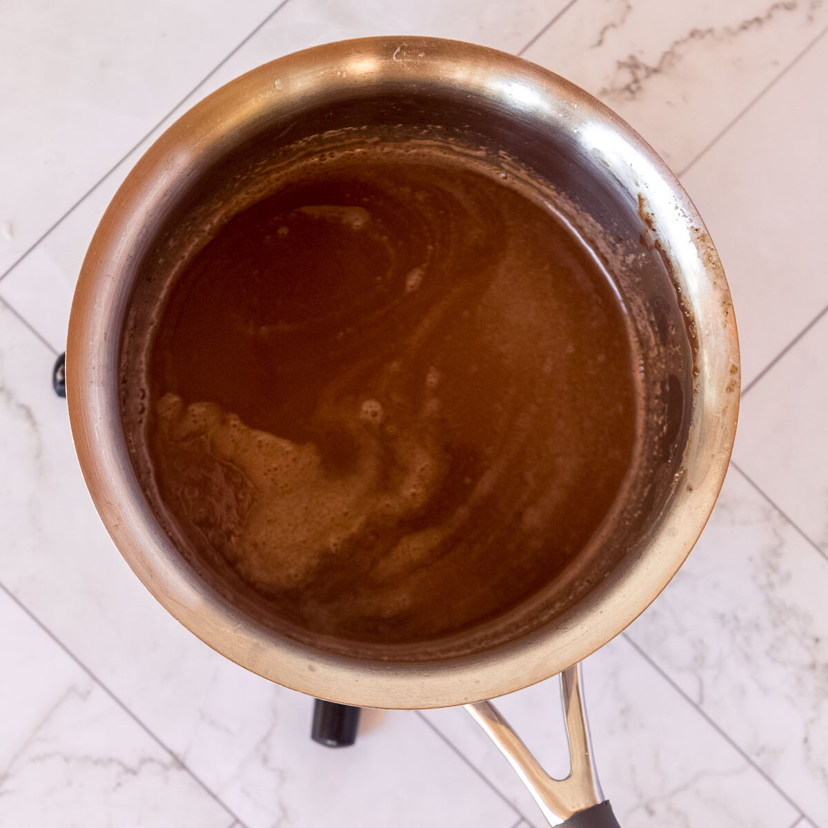 Process shot for making espresso brownies.