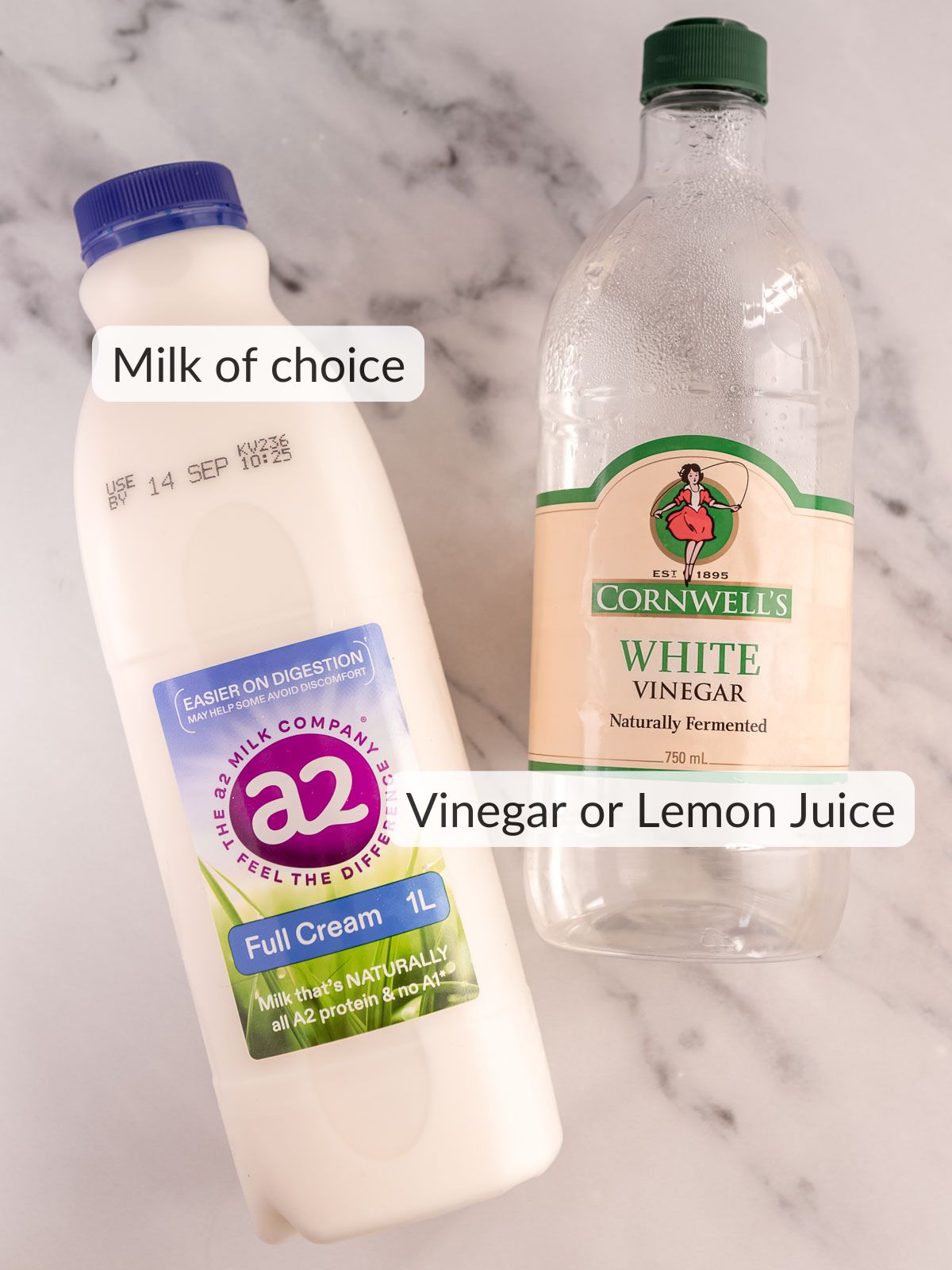 Just 2 ingredients needed to make buttermilk.