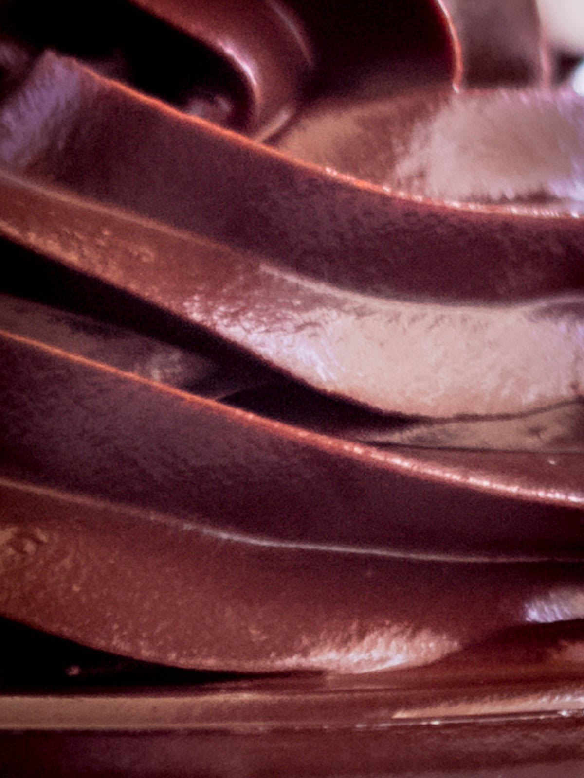 Swirls of silky smooth homemade chocolate ganache.