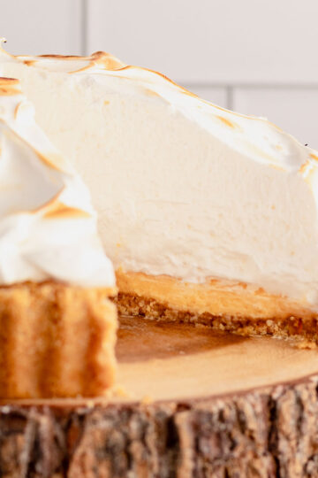 A simple summer dessert, a classic lemon meringue tart, with a sky high meringue topping.